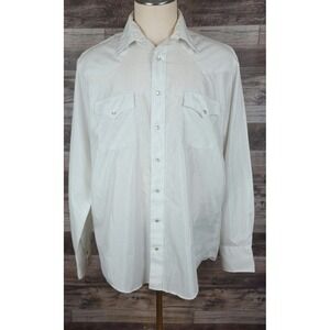 Authentic Western BTB Mens White Pinstripe Pearl Snap Shirt Long‎ Sleeve 16.5
